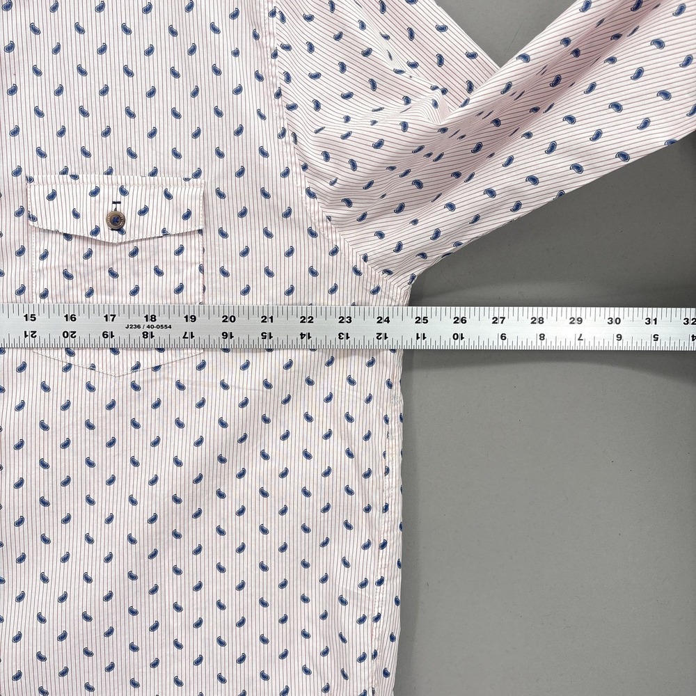 Ted Baker Shirt Mens 3XL White Blue Paisley Stripe Button Up Long Sleeve Cotton‎ - Picture 9 of 13